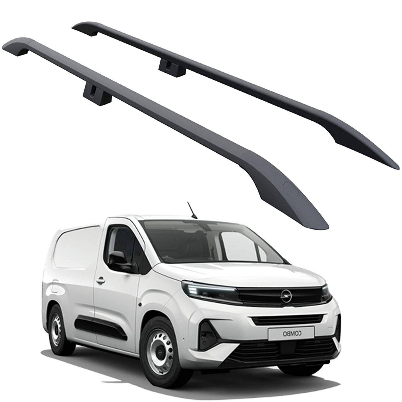 Opel Combo Uzun Şase Van 2018-2025 Araç Üstü Alüminyum Tavan Yan Rayları Plus Serisi - Siyah