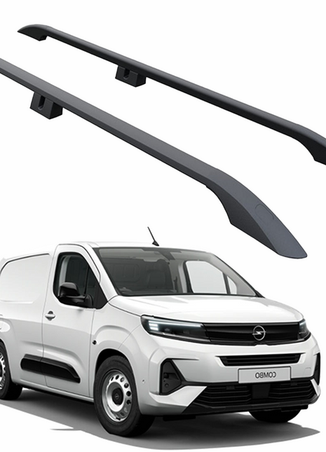 Opel Combo Kısa Şase Van 2018-2025 Araç Üstü Alüminyum Tavan Yan Rayları Plus Serisi - Siyah