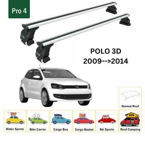 Volkswagen Polo 3D 2018-2025 Oluksuz Üst Tavan Portbagaj Taşıyıcı Ara Atkısı Toros Serisi Pro 4 Gri