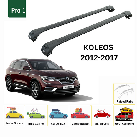 Renault Koleos 2012-2017 Oluksuz Üst Tavan Portbagaj Taşıyıcı Ara Atkısı Toros Serisi Pro 4 Siyah