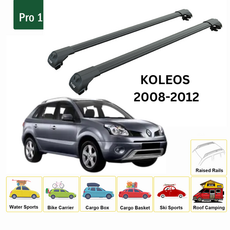 Renault Koleos 2008-2012 Oluksuz Üst Tavan Portbagaj Taşıyıcı Ara Atkısı Toros Serisi Pro 4 Siyah