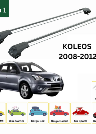 Renault Koleos 2008-2012 Oluksuz Üst Tavan Portbagaj Taşıyıcı Ara Atkısı Toros Serisi Pro 4 Gri