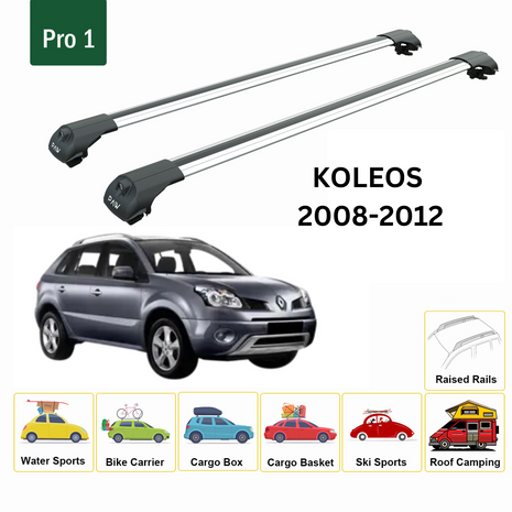Renault Koleos 2008-2012 Oluksuz Üst Tavan Portbagaj Taşıyıcı Ara Atkısı Toros Serisi Pro 4 Gri