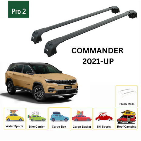 Jeep Commander 2021-2025 Portbagaj Taşıyıcı Ara Atkisi - Ara Çubuk Paw Pro 2 Siyah