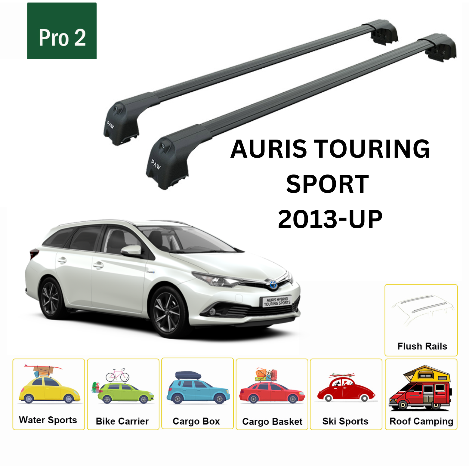 Toyota Auris Touringsport 2013-2019 Portbagaj Taşıyıcı Ara Atkisi - Ara Çubuk Paw Pro 2 Siyah