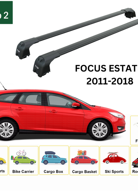 Ford Focus Estate C346 (2008-2011) Portbagaj Taşıyıcı Ara Atkisi - Ara Çubuk Paw Pro 2 Siyah