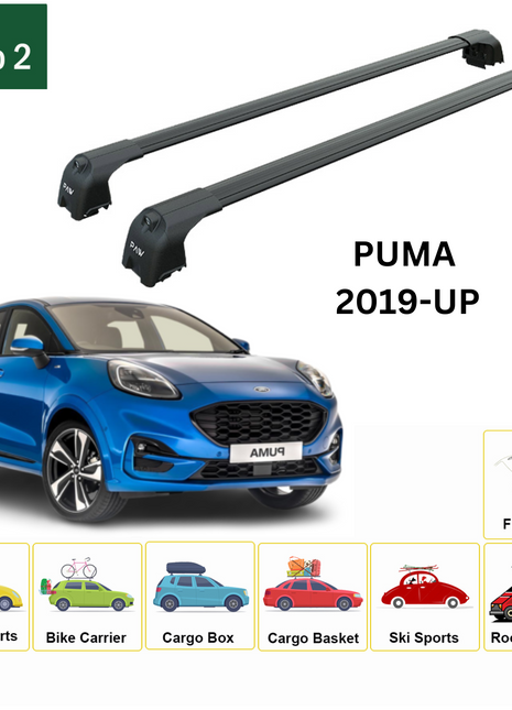 Ford Puma 2019-2025 Portbagaj Taşıyıcı Ara Atkisi - Ara Çubuk Paw Pro 2 Siyah