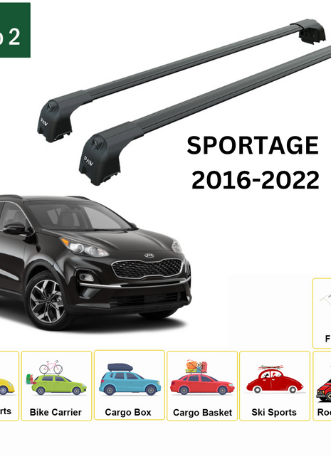 Kia Sportage 2016-2022 Portbagaj Taşıyıcı Ara Atkisi - Ara Çubuk Paw Pro 2 Siyah