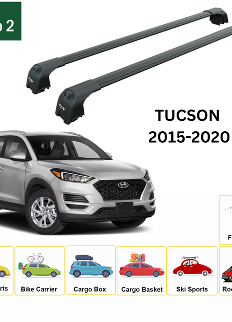 Hyundai Tucson 2015-2020 Portbagaj Taşıyıcı Ara Atkisi - Ara Çubuk Paw Pro 2 Siyah