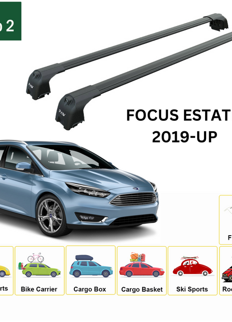 Ford Focus Estate (C519) 2019-2025 Portbagaj Taşıyıcı Ara Atkisi - Ara Çubuk Paw Pro 2 Siyah