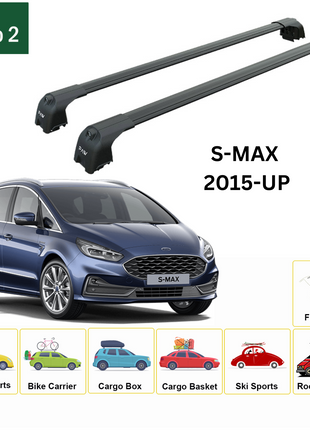 Ford S-Max (Cd539) 2015-2025 Portbagaj Taşıyıcı Ara Atkisi - Ara Çubuk Paw Pro 2 Siyah