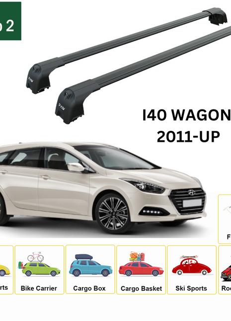 Hyundai İ40 Wagon 2011-2019 Portbagaj Taşıyıcı Ara Atkisi - Ara Çubuk Paw Pro 2 Siyah