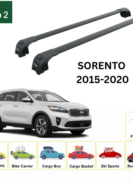 Kia Sorento 2015-2020 Portbagaj Taşıyıcı Ara Atkisi - Ara Çubuk Paw Pro 2 Siyah