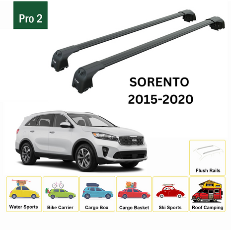 Kia Sorento 2015-2020 Portbagaj Taşıyıcı Ara Atkisi - Ara Çubuk Paw Pro 2 Siyah