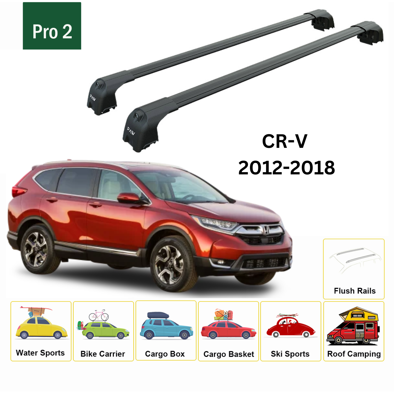 Honda Cr-V Mk4 2012-2018 Portbagaj Taşıyıcı Ara Atkisi - Ara Çubuk Paw Pro 2 Siyah
