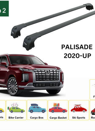 Hyundai Palisade 2020-2025 Portbagaj Taşıyıcı Ara Atkisi - Ara Çubuk Paw Pro 2 Siyah