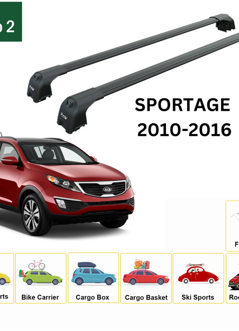 Kia Sportage 2010-2016 Portbagaj Taşıyıcı Ara Atkisi - Ara Çubuk Paw Pro 2 Siyah