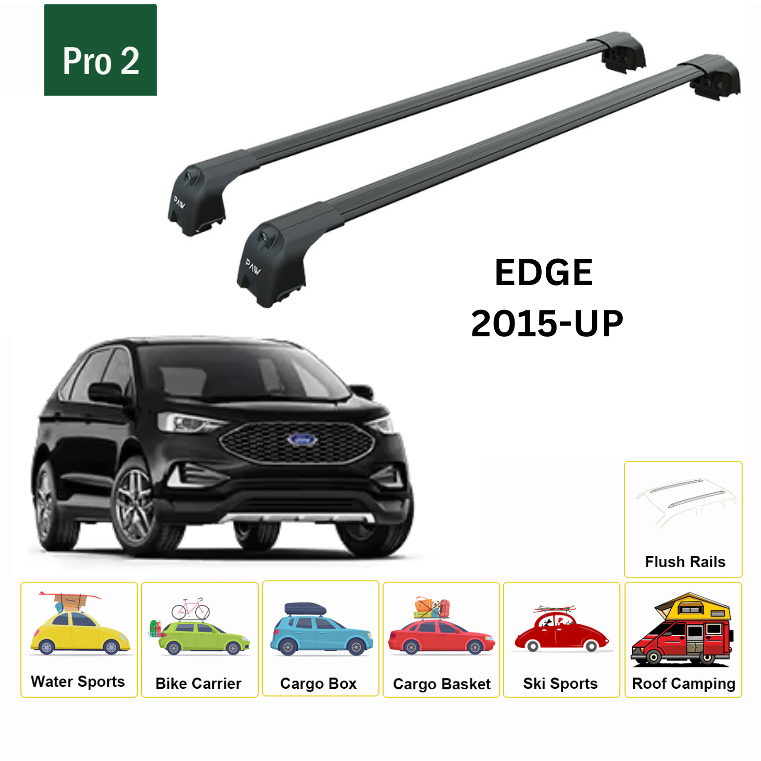 Ford Edge Cd539 2015-2024 Portbagaj Taşıyıcı Ara Atkisi - Ara Çubuk Paw Pro 2 Gri
