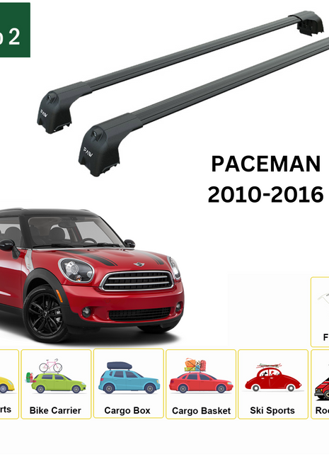 Mini Paceman 2010-2016 Portbagaj Taşıyıcı Ara Atkisi - Ara Çubuk Paw Pro 2 Siyah