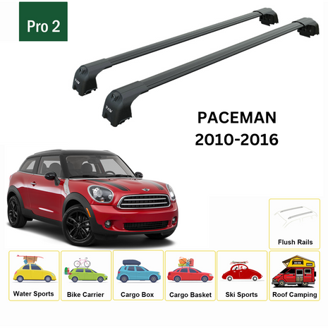 Mini Paceman 2010-2016 Portbagaj Taşıyıcı Ara Atkisi - Ara Çubuk Paw Pro 2 Siyah