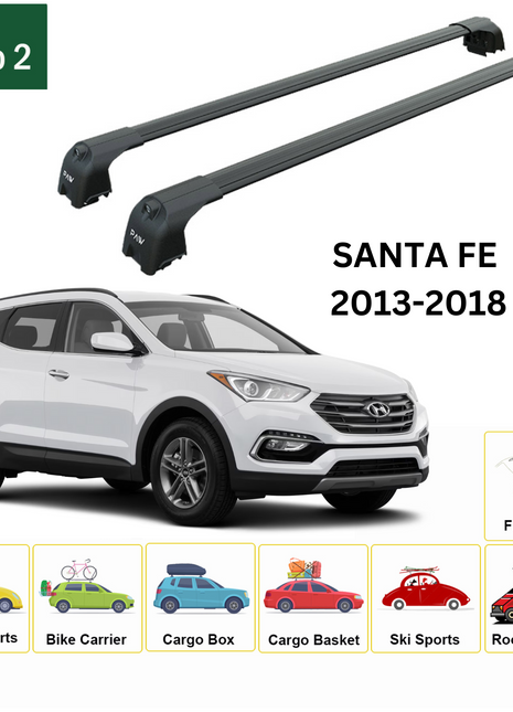 Hyundai Santa Fe (Dm) 2013-2018 Portbagaj Taşıyıcı Ara Atkisi - Ara Çubuk Paw Pro 2 Siyah
