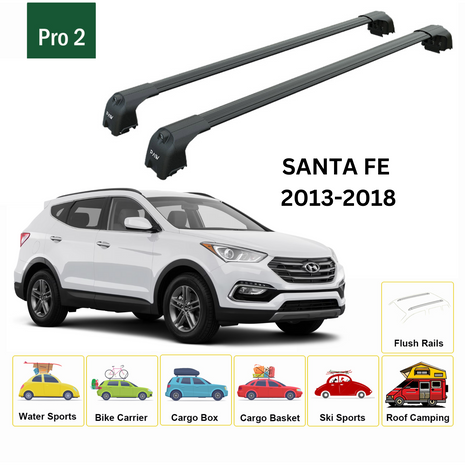 Hyundai Santa Fe (Dm) 2013-2018 Portbagaj Taşıyıcı Ara Atkisi - Ara Çubuk Paw Pro 2 Siyah