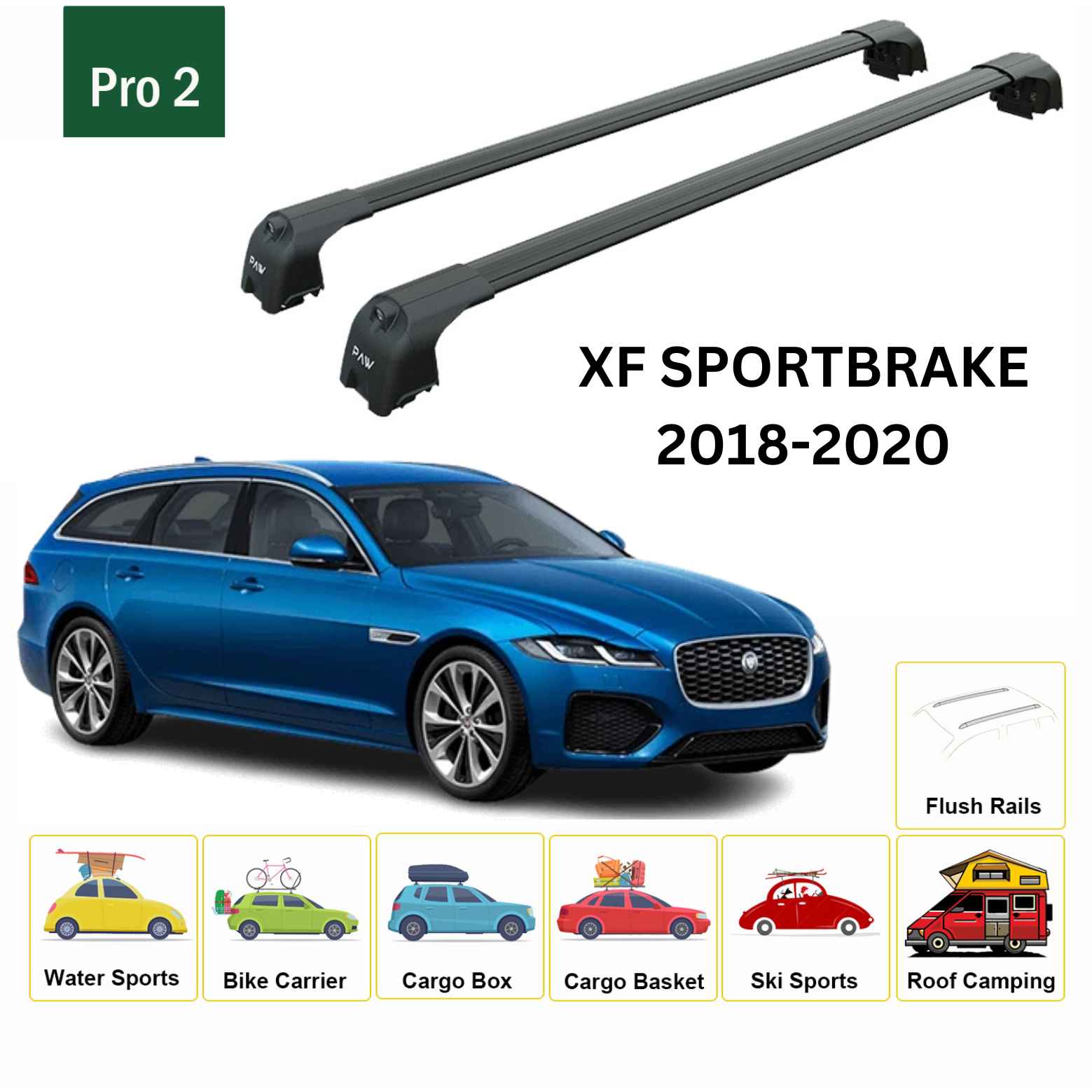 Jaguar Xf Sportbrake 2018-2020 Portbagaj Taşıyıcı Ara Atkisi - Ara Çubuk Paw Pro 2 Siyah