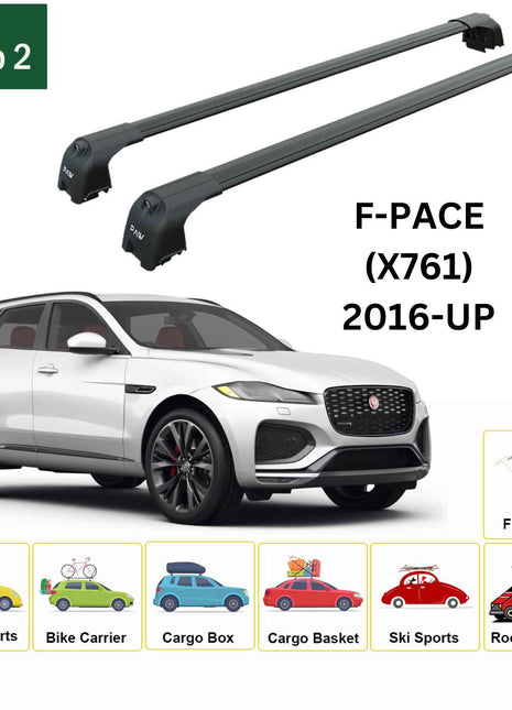 jaguar F-Pace (X761) 2016-2025 Portbagaj Taşıyıcı Ara Atkisi - Ara Çubuk Paw Pro 2 Siyah