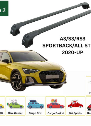 Audi A3 Sportback 2020-2025 Portbagaj Taşıyıcı Ara Atkisi - Ara Çubuk Paw Pro 2 Siyah