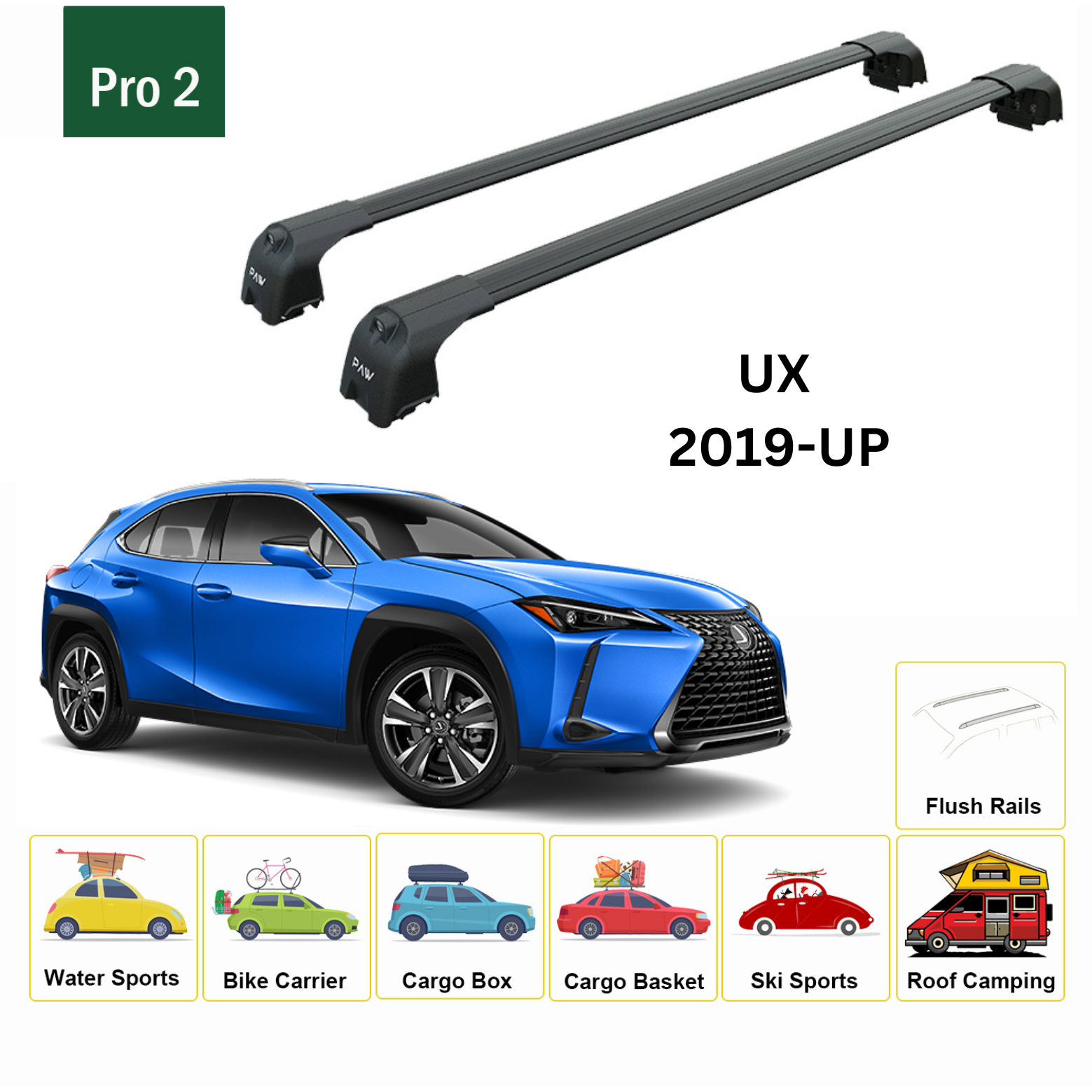 Lexus Ux 2019-2025 Portbagaj Taşıyıcı Ara Atkisi - Ara Çubuk Paw Pro 2 Pro 2 Siyah