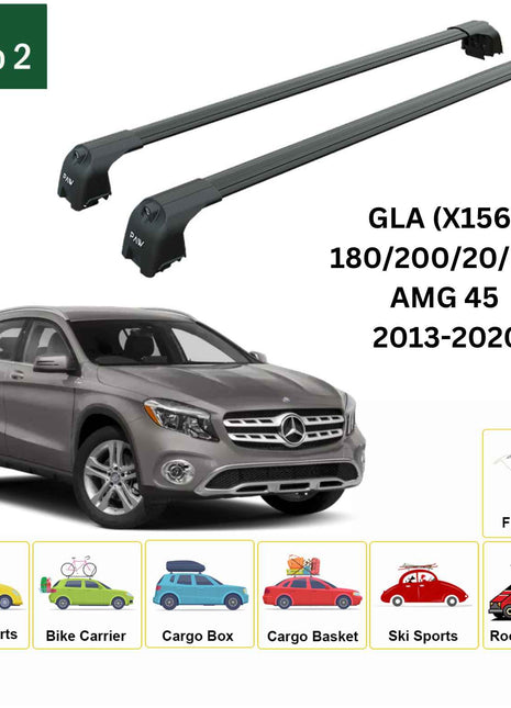 Mercedes Gla (X156) 2013-2020 Portbagaj Taşıyıcı Ara Atkisi - Ara Çubuk Paw Pro 2 Siyah