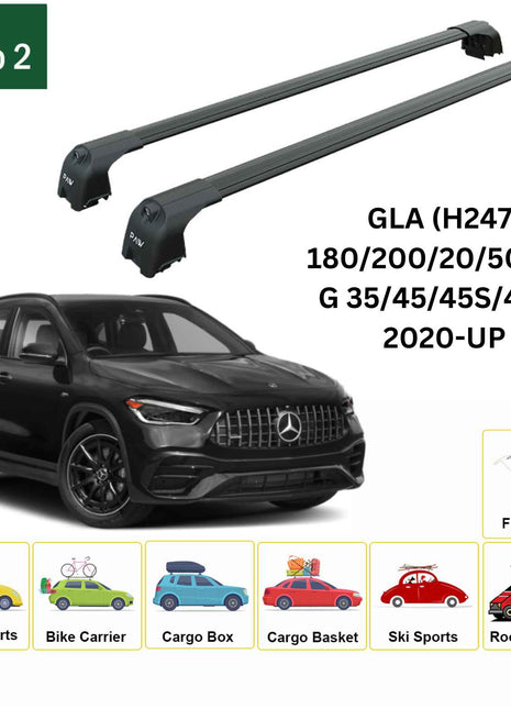 Mercedes Gla (H247) 2020-2025 Portbagaj Taşıyıcı Ara Atkisi - Ara Çubuk Paw Pro 2 Siyah