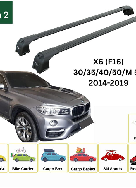 Bmw X6 (F16) 2014-2019 Portbagaj Taşıyıcı Ara Atkisi - Ara Çubuk Paw Pro 2 Siyah