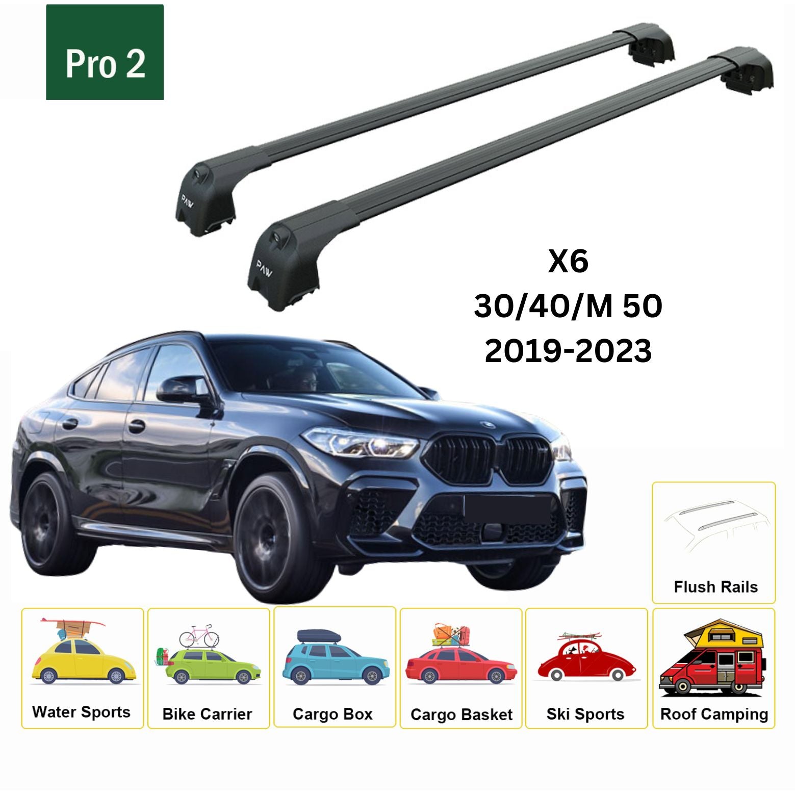 Bmw X6 G06 2019-2024 Portbagaj Taşıyıcı Ara Atkisi - Ara Çubuk Paw Pro 2 Siyah
