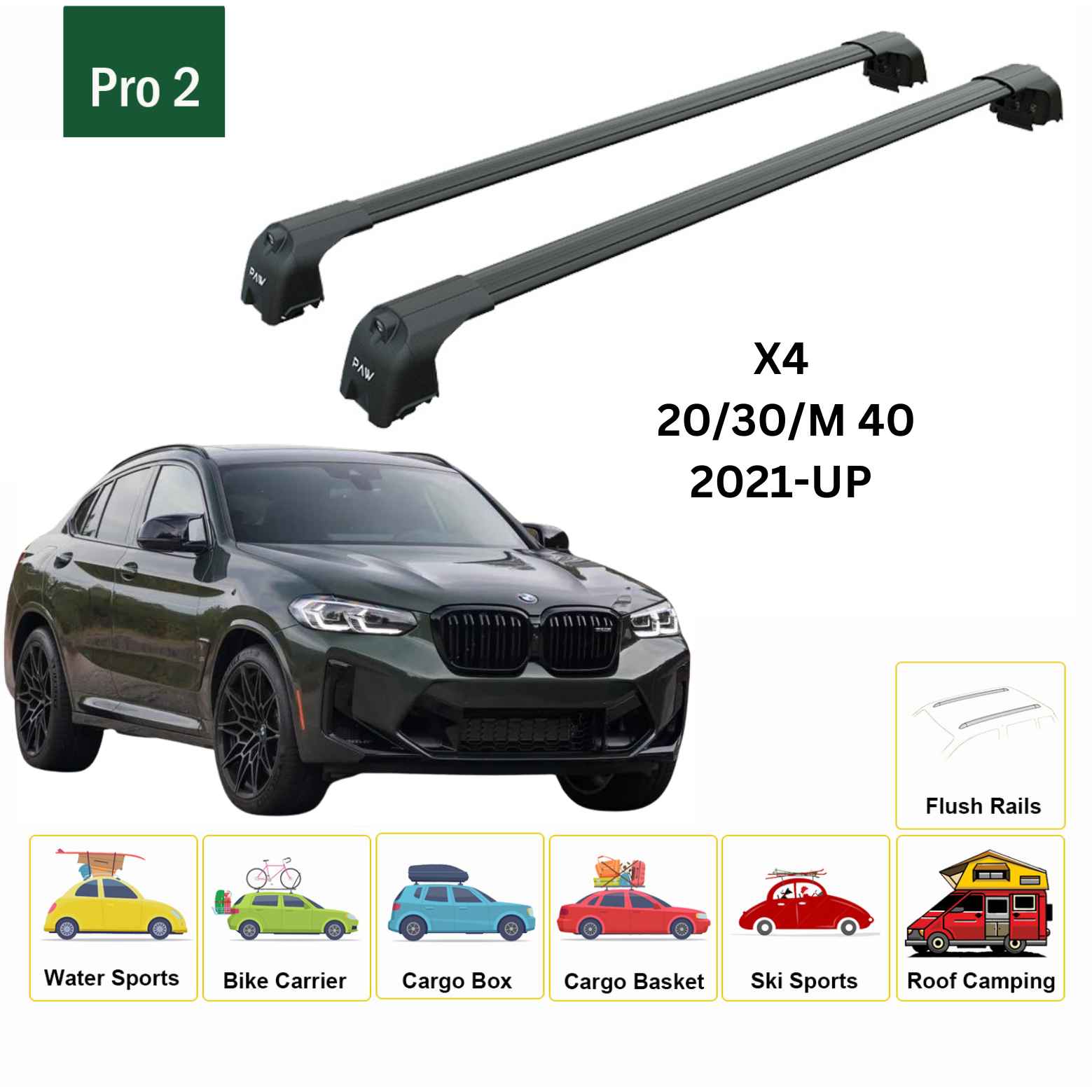 Bmw X4 G02 2021-2025 Portbagaj Taşıyıcı Ara Atkisi - Ara Çubuk Paw Pro 2 Siyah