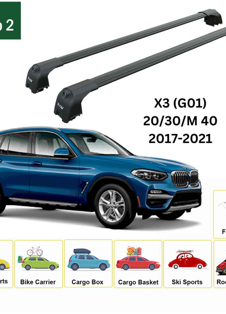 Bmw X3 G01 2018-2024 Portbagaj Taşıyıcı Ara Atkisi - Ara Çubuk Paw Pro 2 Siyah