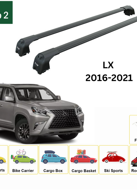 Lexus Lx 570 2016-2021 Portbagaj Taşıyıcı Ara Atkisi - Ara Çubuk Paw Pro 2 Siyah