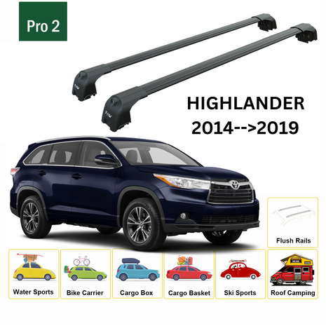 Toyota Highlander 2014-2019 Portbagaj Taşıyıcı Ara Atkisi - Ara Çubuk Paw Pro 2 Siyah