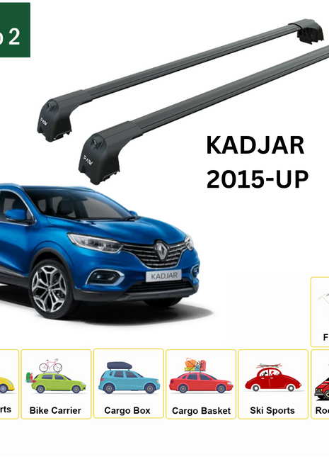 Renault Kadjar 2015-2025 Portbagaj Taşıyıcı Ara Atkisi - Ara Çubuk Paw Pro 2 Siyah