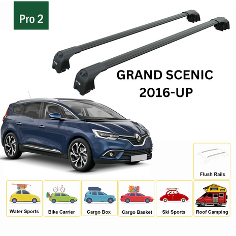 Renault Grand Scenic 2016-2022 Portbagaj Taşıyıcı Ara Atkisi - Ara Çubuk Paw Pro 2 Siyah