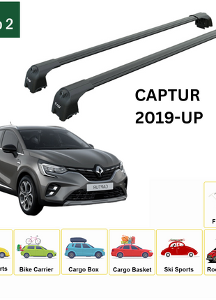 Renault Captur 2019-2025 Portbagaj Taşıyıcı Ara Atkisi - Ara Çubuk Paw Pro 2 Siyah