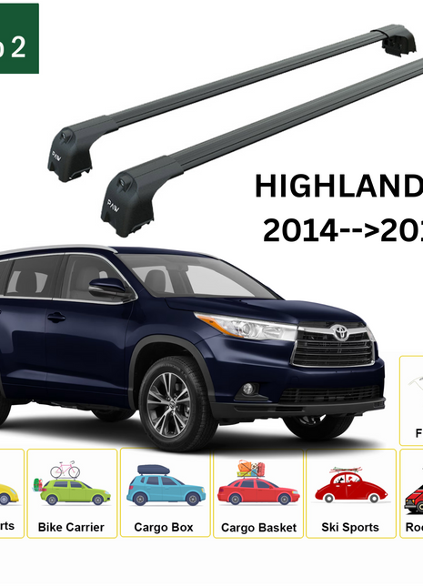 Toyota Highlander 2014-2019 Portbagaj Taşıyıcı Ara Atkisi - Ara Çubuk Paw Pro 2 Siyah