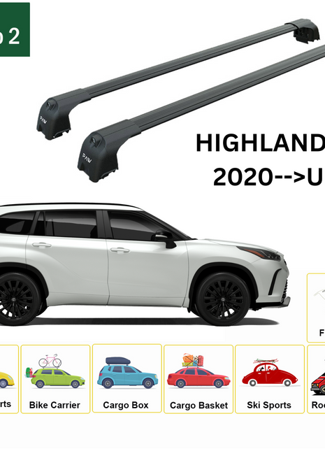 Toyota Highlander 2020-2025 Portbagaj Taşıyıcı Ara Atkisi - Ara Çubuk Paw Pro 2 Siyah