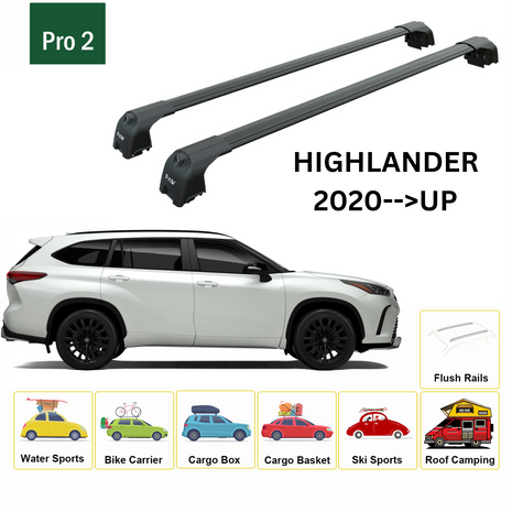 Toyota Highlander 2020-2025 Portbagaj Taşıyıcı Ara Atkisi - Ara Çubuk Paw Pro 2 Siyah