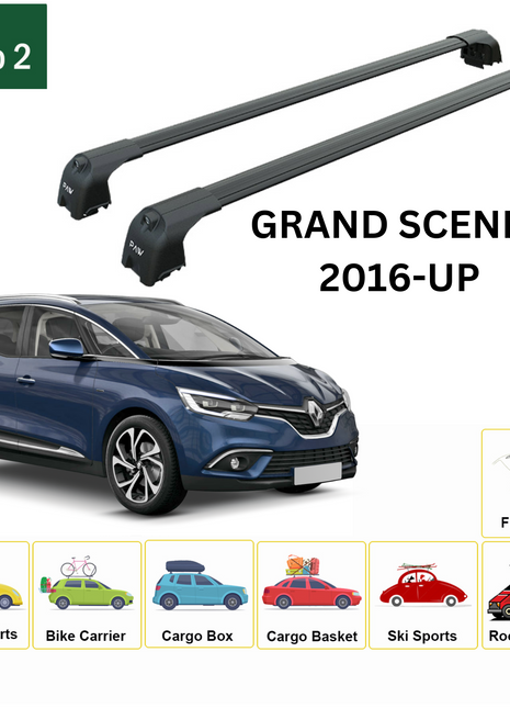 Renault Grand Scenic 2016-2022 Portbagaj Taşıyıcı Ara Atkisi - Ara Çubuk Paw Pro 2 Siyah