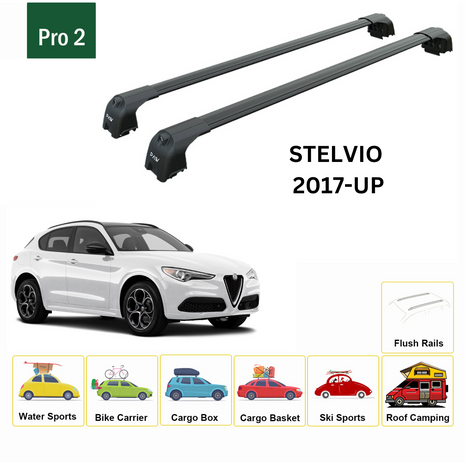 Alfa Romeo Stelvio 2017-2022 Portbagaj Taşıyıcı Ara Atkisi - Ara Çubuk Paw Pro 2 Siyah