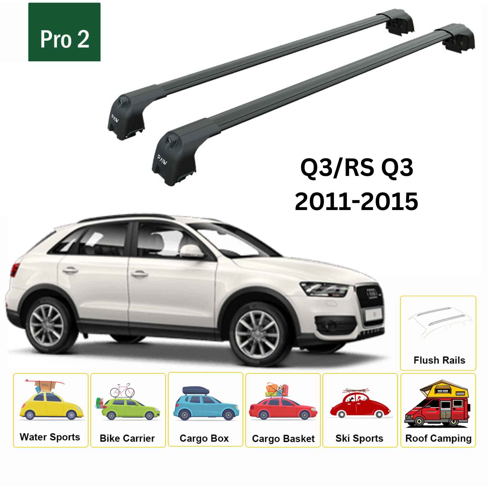 Audi Q3/Rs Q3 2011-2015 Portbagaj Taşıyıcı Ara Atkisi - Ara Çubuk Paw Pro 2 Siyah