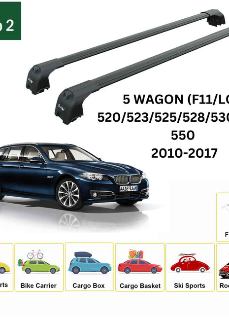 Bmw 5 Wagon (F11/Lcı) 2010-2017 Portbagaj Taşıyıcı Ara Atkisi - Ara Çubuk Paw Pro 2 Siyah