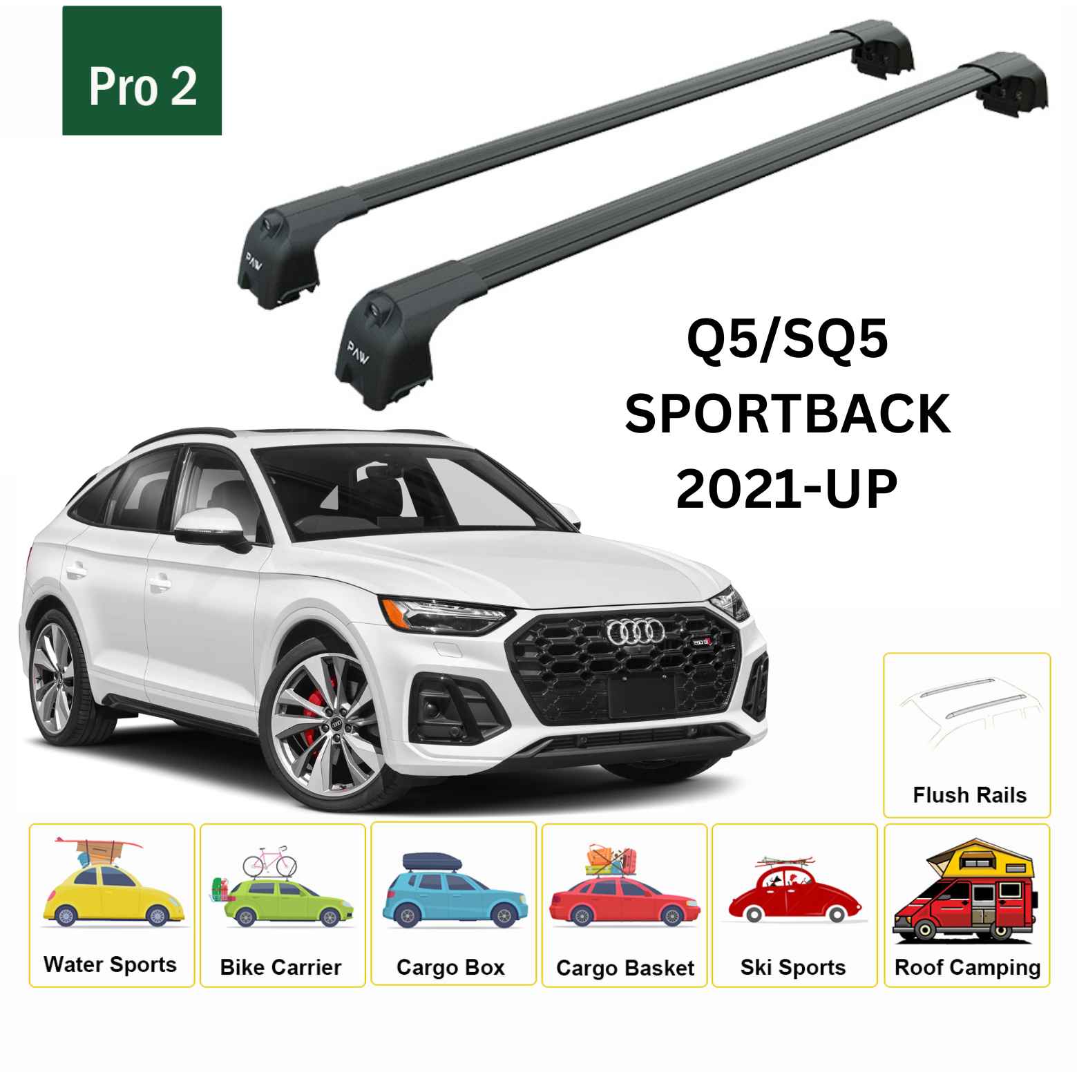 Audi Q5/Sq5 Sportback 2021-2025 Portbagaj Taşıyıcı Ara Atkisi - Ara Çubuk Paw Pro 2 Siyah