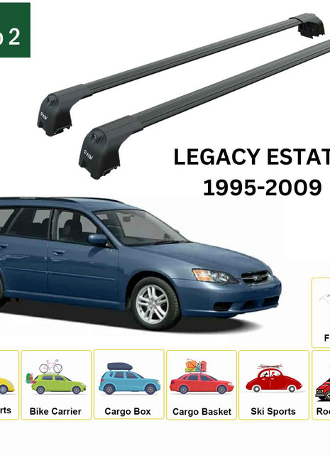 Subaru Legacy Estate 2003-2009 Type 2 Portbagaj Taşıyıcı Ara Atkisi - Ara Çubuk Paw Pro 2 Siyah